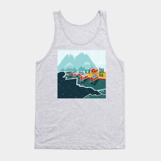 Red house in Norway on the ice Tank Top